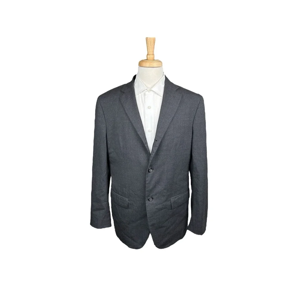 Jil Sander Charcoal Gray Pure Wool Mens Suit 40R Pant 32x29 Tailor Made